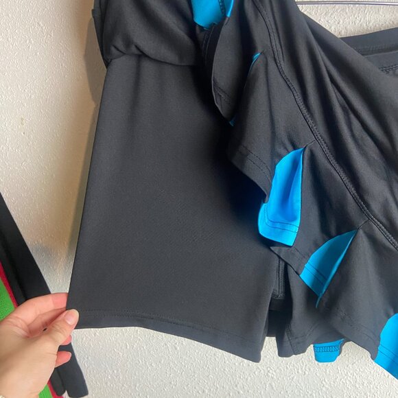 Bolle High Performance Size M Tennis Skirt Skort Black Teal Pleated Preppy Cheer - Picture 6 of 8